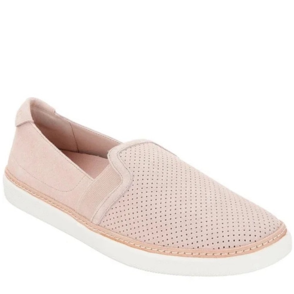 Vionic Perforated Slip-On Sneakers in Blush Pink and White